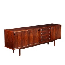 Vintage Sideboard Jacaranda Veneer Aluminum Original Italy Collectors