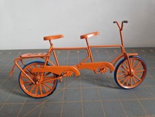 tandem bicycle scale tin model vintage wheels spin orange cycling