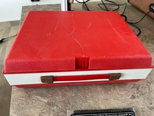 Vintage RED Fidelity HF42 Portable Record Player Suitcase Turntable  WORKING