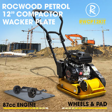 Wacker Plate Compactor Compaction RocwooD 12" 87cc Petrol FREE Pad & Wheel Kit