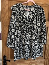Zara Black And White Frill Top Size XXL 18 New With Tags