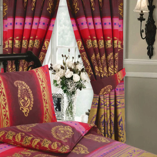 Kashmir fuchsia curtains pair - fuchsia,