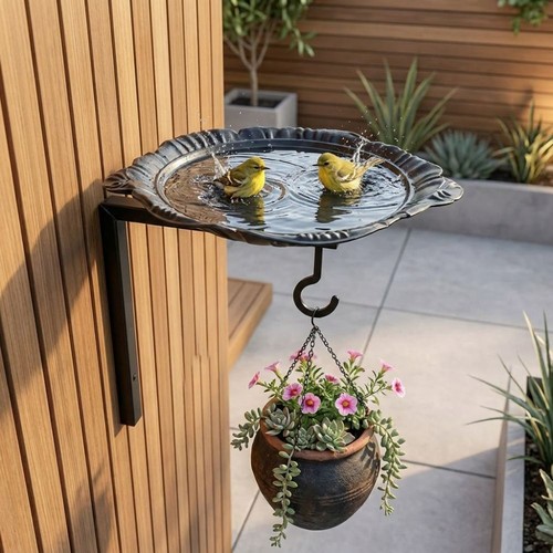 Iron bird bath - bird,