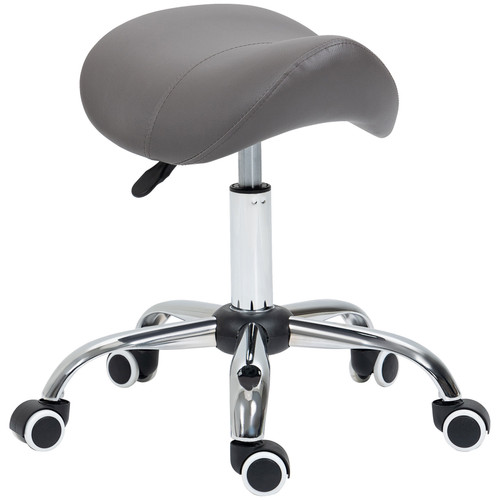 Grey leather saddle stool - grey, pu