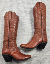 Paul Bond Womens Cowboy Boots Sz 5.0 Brown Leather Beautiful