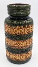 A/F WEST GERMAN VINTAGE SCHEURICH KERAMIK BROWN FAT LAVA POTTERY VASE c1960's