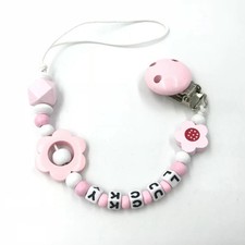 Personalised Girl Name Baby Pacifier Clips Dummy Clips Wooden