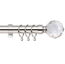 Extendable Metal Curtain Pole Includes Superior 60mm Finials, Rings & Fittings