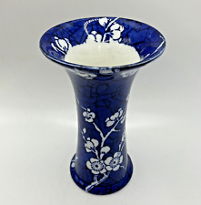 Antique Ashworth Bros Hanley Blue Vase with White Blossom Pattern C1880-1890