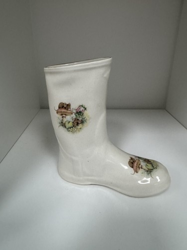 Vintage ceramic boot vase lion - vintage,
