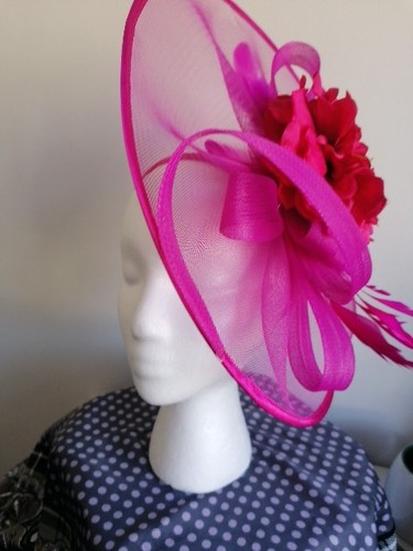 Hot pink statement fascinator - hot,