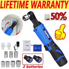 Electric Angle Wrench 120Nm 12V Cordless Ratchet Right LED 2x Battery & Charger