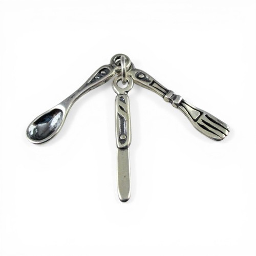 Sterling silver knife fork - silver,