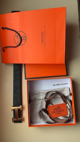 Hermès belt black leather - h,