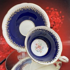 Aynsley Cobalt Blue Gold Floral Teacup & Saucer Bone China England Tea Cup BX34