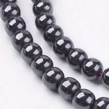 Non magnetic synthetic hematite round beads imitation gemstones near black 
