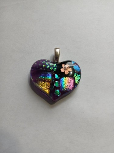 Pendant dichroic glass heart - -,