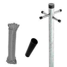 2.2M Washing Line Post Pole & Socket Clothes Post Dryer Galvanized Heavy Duty-UK