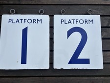Fabulous Double-sided London Underground Platform 1 and 2 Enamel Signs