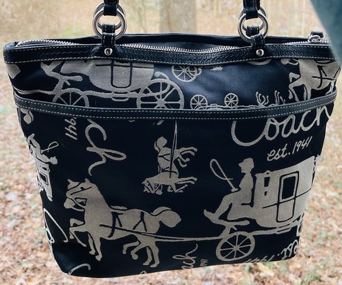 Coach black canvas horse and - horse,