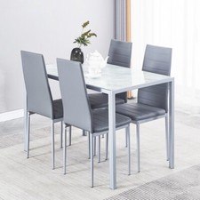 4pcs Grey Faux Leather Dining