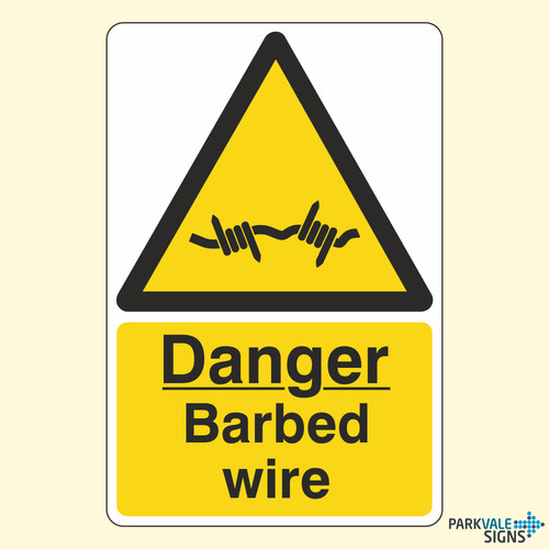 Danger barbed wire - danger, sign