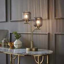 2 Way Gold Table Lamp Ribbed