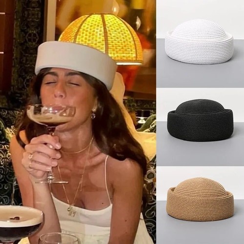 Women straw pillbox - straw,