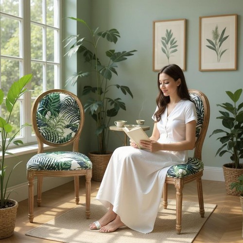 Louis chair oak frame - chair, palm