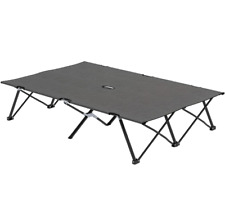 Outsunny Double Camping Folding Cot Portable Hiking Sleeping Bed Charcoal Grey