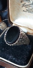 Antique Vintage 1930-s Black Onyx 925 Sterling Silver Ring Size UK Y, US 12!