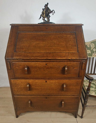 Vintage oak writing bureau mid - writing,