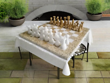 Fossil Coral & White Marble Chess Set 12''(30 cm) Coral Border Handmade Gift
