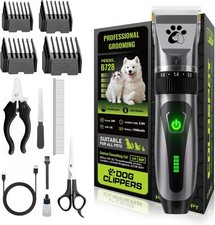 Professional Dog Clipper Grooming Kit Low Noise 2 Speeds 4 Guide Combs 1500mAh