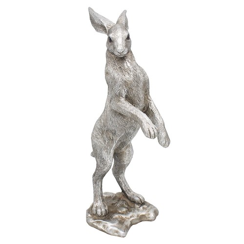Standing hare ornament silver - hare,