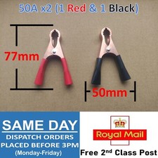 2x Crocodile Clips Alligator Clamps Battery Electrical Test Insulated 50A DIY