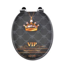 18'' Universal Wooden Toilet Seat Easy Fit Bathroom WC Seat with Fittings