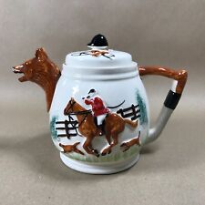 Portland Pottery Fox Hunting Scene Vintage Teapot