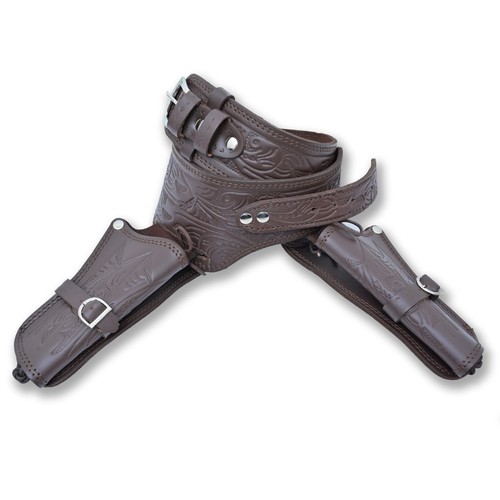 Western tooled leather gun - leather,