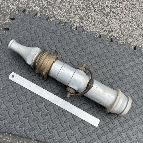 Vintage fire hose - hose, nozzle