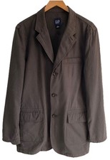 VTG GAP Mens 100% Cotton Striped Sport Blazer Chore Jacket Size Large Blue/Brown