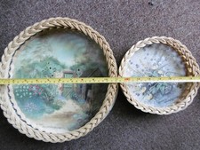 VINTAGE 2 X ROYAL MELAMINE BASED WOVEN SIDED TRAYS VGC BRITISH MADE