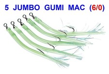 5 LUMINOUS GUMI MAC SAND EELS 6/0 SEA FISHING NORWAY BOAT ROD LURES PIRKS RIGS