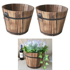 2x Wooden Bucket Barrel