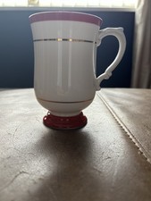 Vintage Pall Mall Ware Bone China coffee mug white with red and gold details