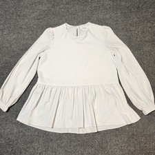 Pomander Place Tuckernuck Carlota Blouse Womans Small White Peplum Top