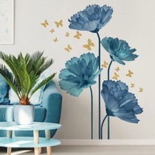 Large Blue Flowers Wall
