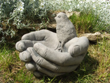 Latex mould / mold for Cupped Hands with a Bird on (Bird Feeder or Bath).