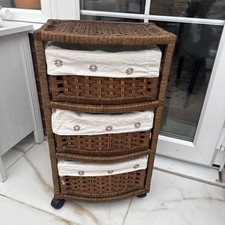 brown wicker 3-drawer storage