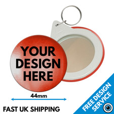 44mm Custom Metallic Mirror • Personalised Printed Mirrors • Hen Stag Keyring